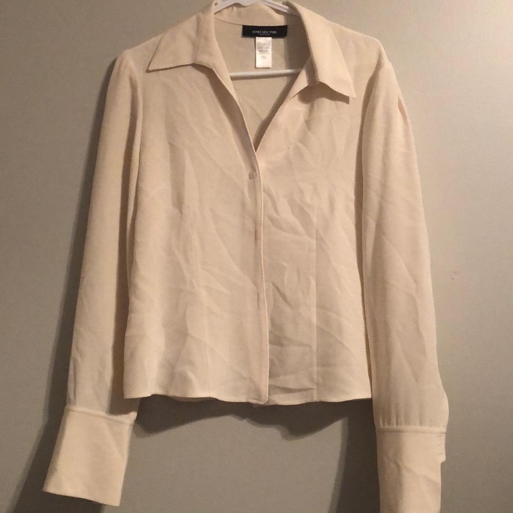 CREAM SILK BLOUSE BUTTON UP